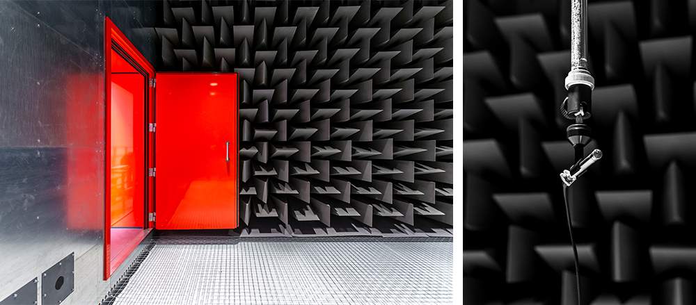 Rød Noise-Lock lyddør i Anechoic Chamber