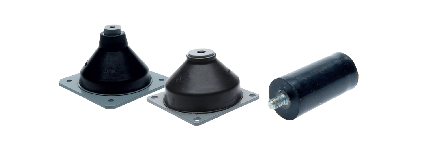 Elastomer mounts bruges både til chok- og vibrationsdæmpning
